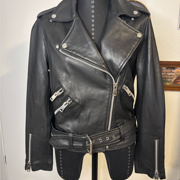 Walter Baker Black Leather Biker Jacket - Picture 2 of 5